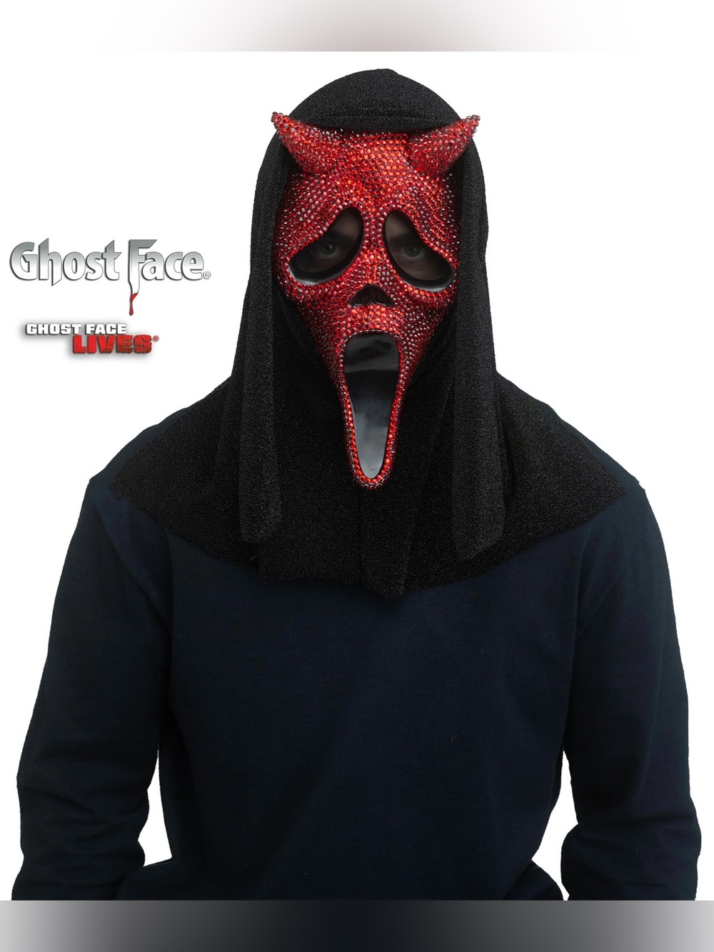 Ghost Face Lives Red Devil Rhinestone Mask